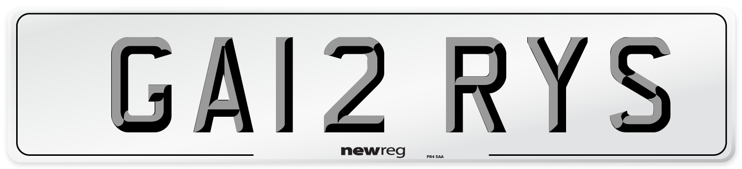 GA12 RYS Number Plate from New Reg